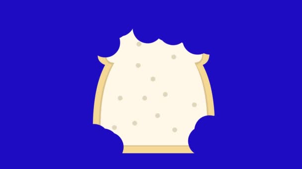 Video Animation Bites Slice Bread Eating Blue Chroma Key Background — Stock Video