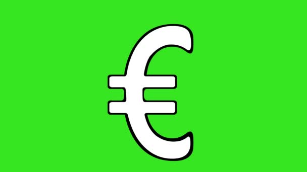 Animação Vídeo Sinal Euro Desenhado Preto Branco Fundo Chave Croma — Vídeo de Stock