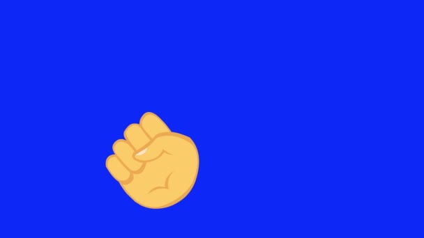 青いクロマキーの背景に黄色の手のノックのビデオアニメーション — ストック動画