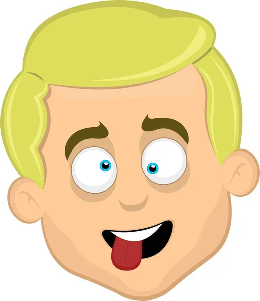 Vektor Illustration Kopf Eines Blonden Cartoon Mannes Mit Hellen Augen — Stockvektor