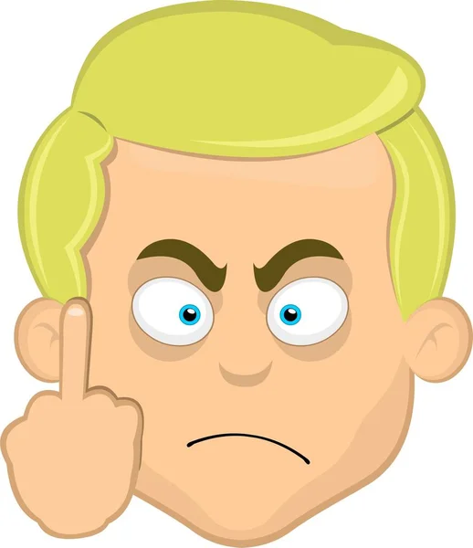 Vector Illustration Face Cartoon Blond Man Blue Eyes Making Fuck — Διανυσματικό Αρχείο