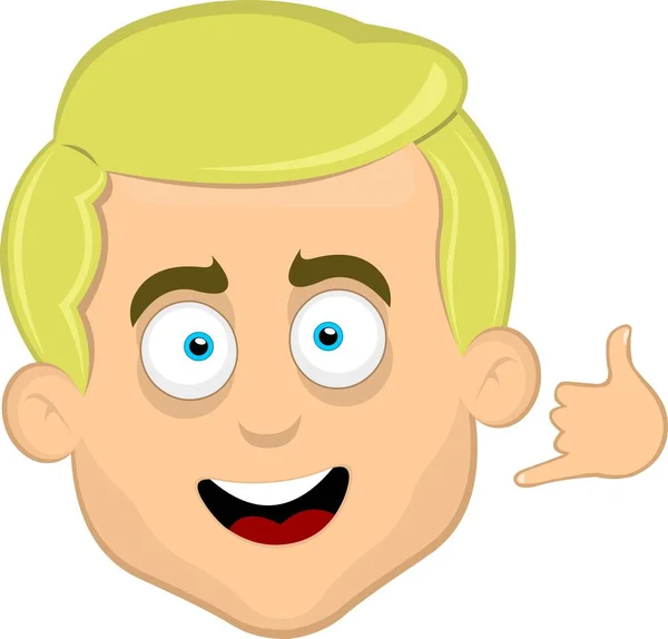 Vector Illustration Face Man Cartoon Blond Blue Eyes Gesture His — Stock Vector