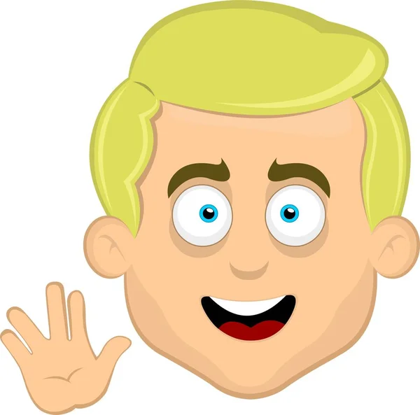 Vector Illustration Face Man Cartoon Blonde Blue Eyes Making Classic — Stock Vector