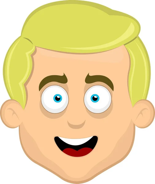 Vector Illustration Blond Cartoon Man Blue Eyes Cheerful Expression — Stock Vector