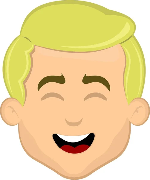 Vektor Illustration Gesicht Eines Blonden Mannes Karikatur Mit Einem Fröhlichen — Stockvektor