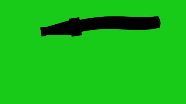 Video Animation Black Silhouette Hose Drip Water Green Chroma Key — Stock Video