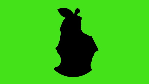 Video Animation Black Icon Silhouette Bites Eating Pear Fruit Green — Stock Video