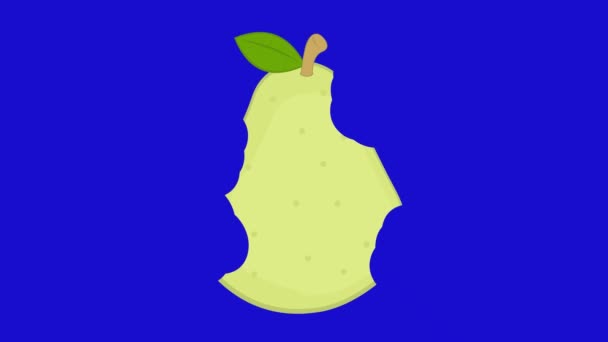 Vídeo Animação Mordidas Comer Uma Fruta Pêra Fundo Chave Croma — Vídeo de Stock