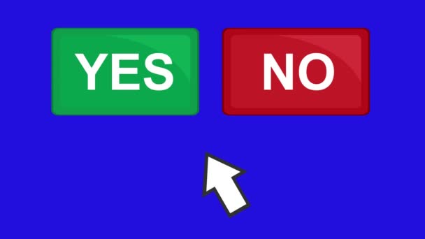 视频动画光标或指针电脑鼠标按下按钮选项是或否 蓝色的色键背景 — 图库视频影像