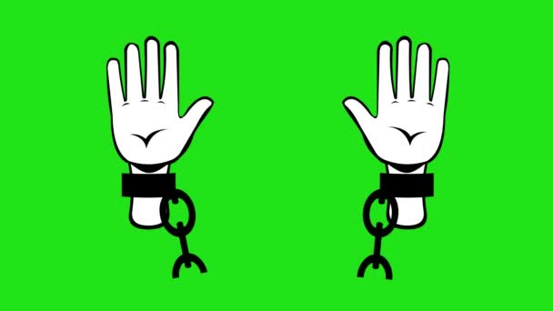 Videozeichnung Animation Der Hände Cartoon Ketten Brechen Schwarz Und Weiß — Stockvideo