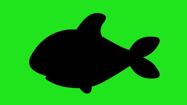 Videó Animáció Ikon Fekete Sziluett Halak Úszás Mozgó Zöld Chroma — Stock videók