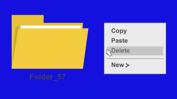 视频动画文件夹计算机文件 从下拉菜单中删除 蓝色的色键背景 — 图库视频影像