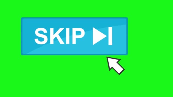 视频动画鼠标鼠标光标点击跳过按钮 在绿色的彩色键背景上 — 图库视频影像