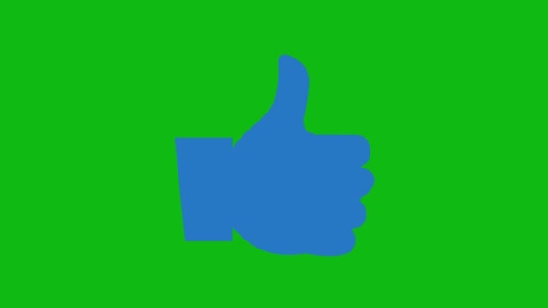 视频动画图标像大拇指向上 经典的社交网络 在绿色的彩色键背景上 — 图库视频影像