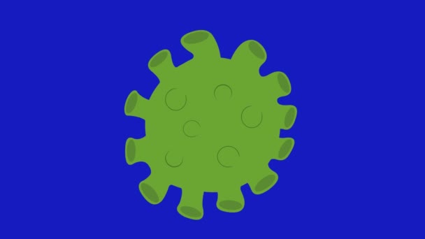 Virüs Mikrop Bakteri Mikrop Animasyonu Mavi Krom Anahtar Arka Planında — Stok video