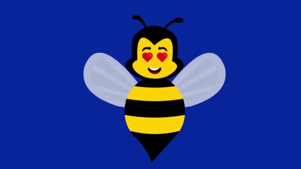 视频动画蜜蜂昆虫卡通片开开开心心地恋爱着 眼睛是心形的 — 图库视频影像