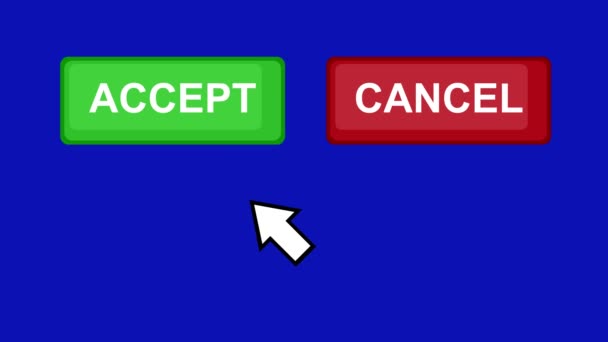 视频动画箭头光标计算机鼠标按下按钮选项接受或取消 蓝色的色键背景 — 图库视频影像