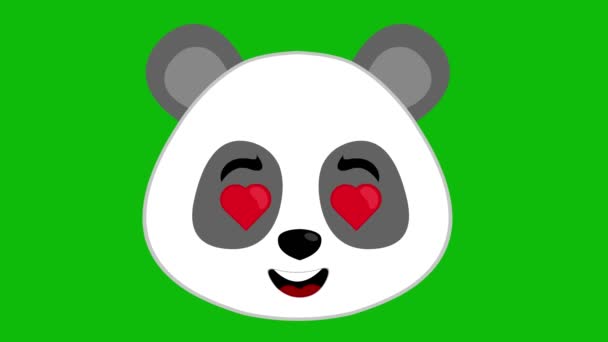 Video Animación Cara Panda Oso Dibujos Animados Enamorados Los Ojos — Vídeos de Stock