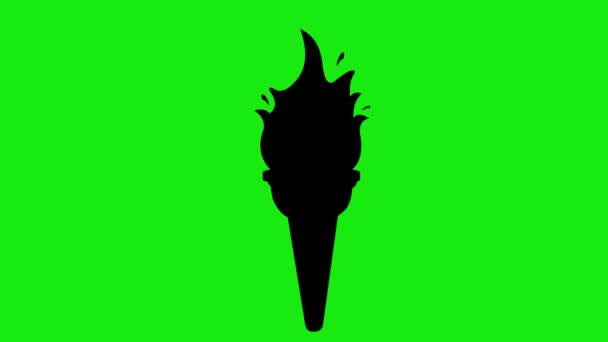 ビデオアニメイラスト オリンピック黒いシルエットアイコントーチ 火炎の動き 緑色のクロマの背景に — ストック動画