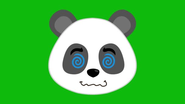 Video Animace Tvář Panda Medvěd Karikatura Hypnotizovaný Spirálovitým Tvaru Rotující — Stock video