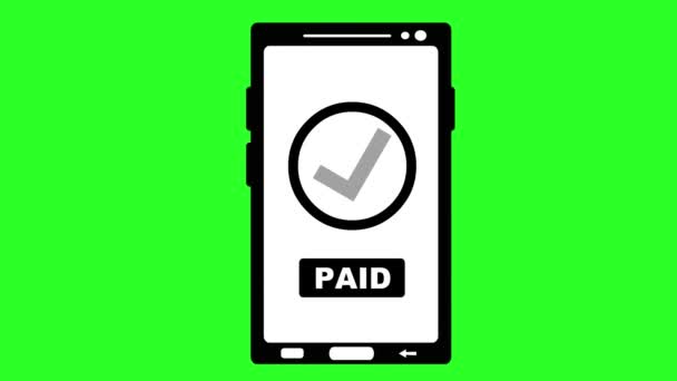 Ikona Animacji Wideo Zapłacić Online Telefon Komórkowy Narysowane Czerni Bieli — Wideo stockowe