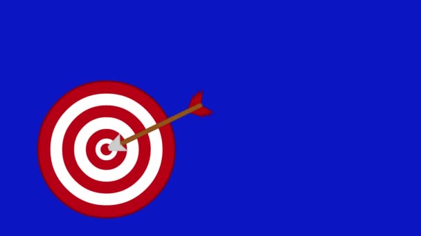 视频动画箭靶板的对象 目标和营销理念 蓝色的色键背景 — 图库视频影像