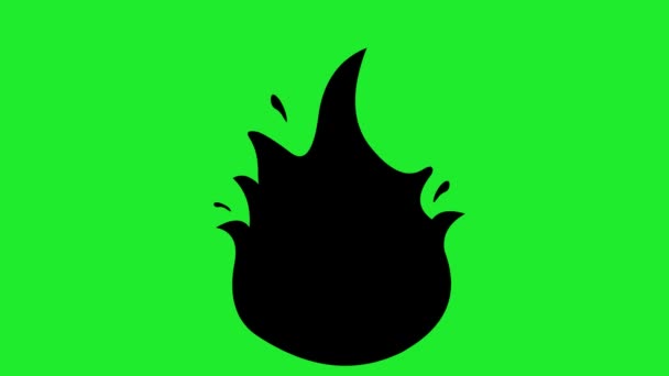 ビデオアニメーションアイコン 火炎を移動する黒いシルエット 緑色のクロマの背景に — ストック動画