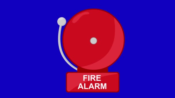 Vídeo Animação Fogo Alarme Ilustração Fundo Chave Azul Chroma — Vídeo de Stock