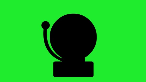 Video Animatie Pictogram Zwart Silhouet Van Brandalarm Een Groene Chroma — Stockvideo