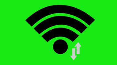 yeşil tuş arkaplanı üzerinde kara kablosuz veri simgesi