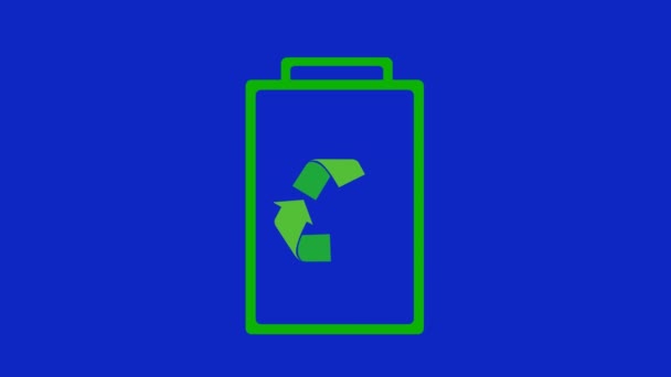 Animacja Wideo Ikona Zielonej Baterii Symbolem Recyklingu Koncepcji Oszczędności Energii — Wideo stockowe