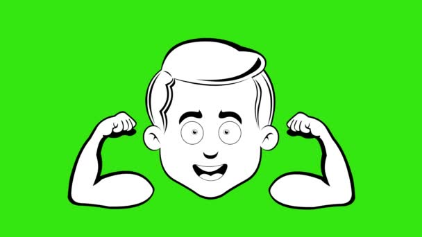 Dessin Vidéo Animation Dessin Animé Homme Visage Montrant Biceps Bras — Video