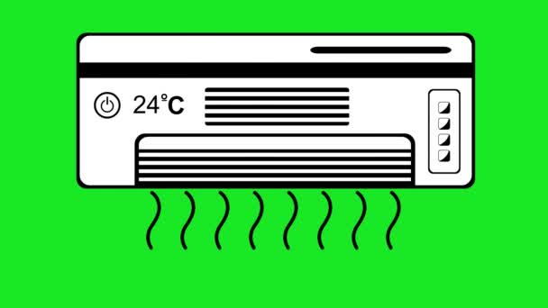 Анімація Відео Ілюстрація Кондиціонера Охолоджуючими Хвилями Намальованими Чорно Білому Кольорі — стокове відео