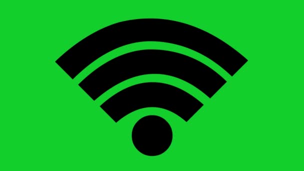 视频动画图标黑插图的Wifi密码和安全代码解锁锁 互联网接入概念 在绿色的彩色键背景上 — 图库视频影像