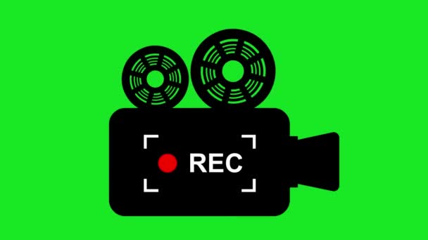 Wideo Animacja Czarny Ikona Rekord Film Nadawany Tle Zielonego Klawisza — Wideo stockowe