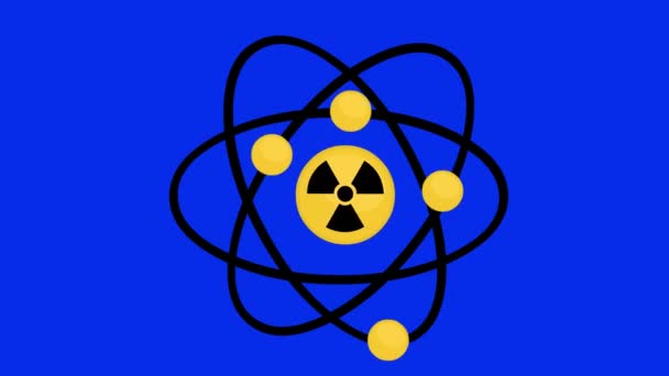 Video Animation Icon Atom Nuclear Energy Concept Blue Chroma Key — Stock Video