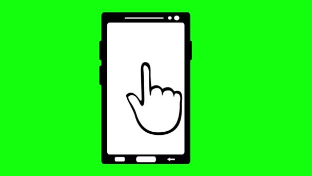 Video Ritning Animation Ikon Pekskärm Hand Och Mobiltelefon Eller Smartphone — Stockvideo
