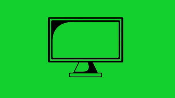 Video Animace Černá Ikona Chytré Televize Wifi Signál Zeleném Pozadí — Stock video