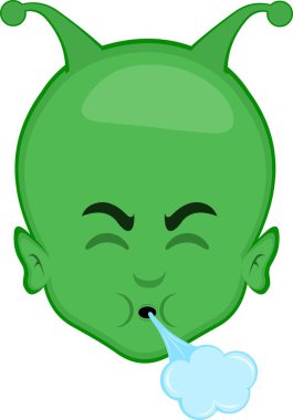 Uzaylı vektör çizimi ya da hava üfleyen dünya dışı yüz