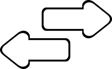 Siyah ve beyaz olarak çizilen sağ ve sol duyuları gösteren illüstrasyon okları simgesi