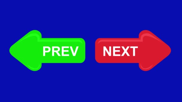 Video Animation Icon Arrows Words Prev Next Buttons Digital Blue — Stock Video