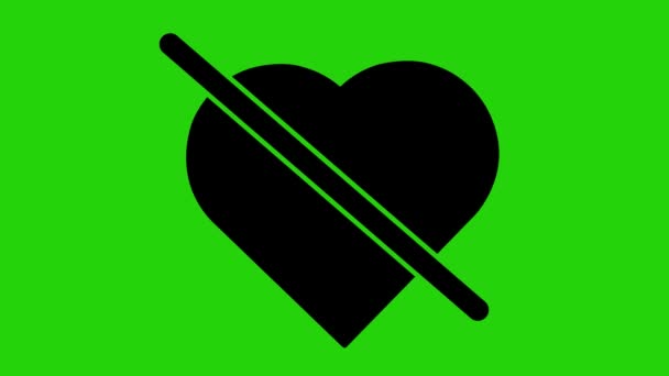 Иконка Черного Сердца Заблокирована Отключена Фоне Хромы Зеленого Ключа — стоковое видео