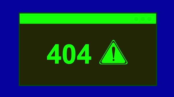 Animacja Wideo Zielony Terminal Ikona Cmd Błąd 404 Symbol Alarm — Wideo stockowe