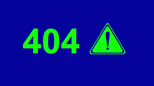Ошибка Зеленой Иконки Видео Анимации 404 Символ Тревоги Восклицательный Знак — стоковое видео