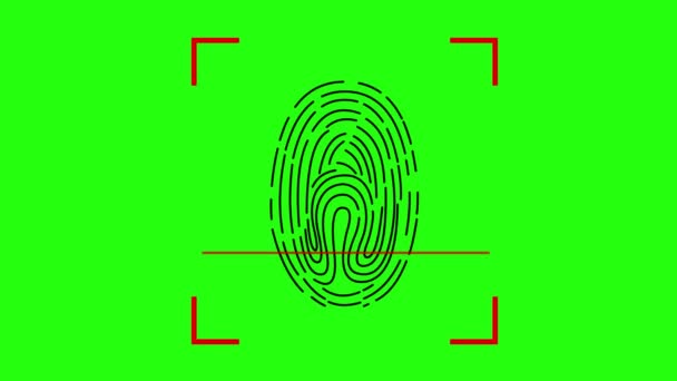 Video Animation Laser Scanning Fingerprint Green Key Chroma Background — Stock Video