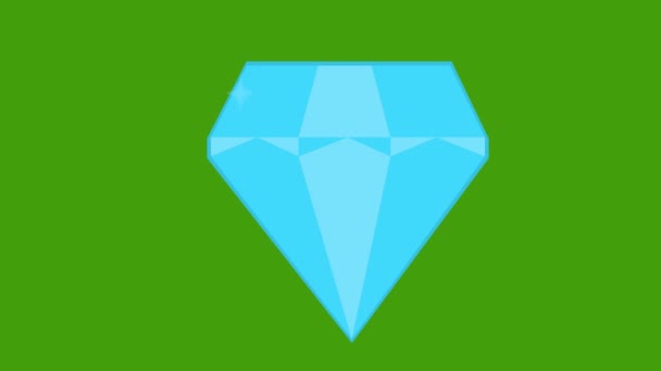 Video Animation Glittering Diamond Flashes Bright Green Chroma Key Background — Stock Video