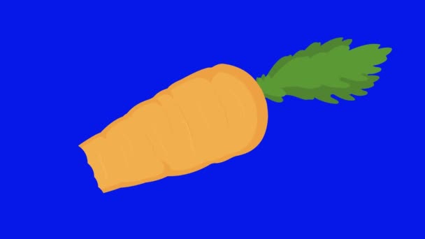 视频动画咬吃胡萝卜蔬菜食物 蓝色调背景 — 图库视频影像