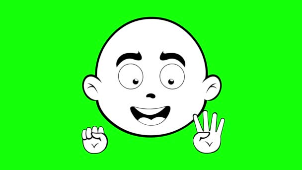 Video Tekening Animatie Emoticon Gezicht Karakter Cartoon Met Vingers Handen — Stockvideo