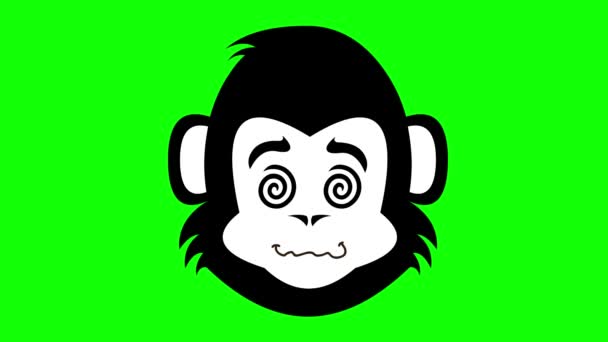 Desenho Vídeo Animação Rosto Primata Macaco Animal Cartoon Com Espiral — Vídeo de Stock