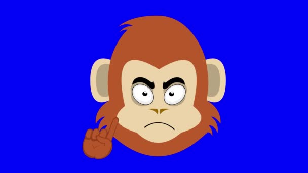 Videoanimatie Gezicht Aap Primaat Chimpansee Cartoon Zeggen Nee Met Vinger — Stockvideo